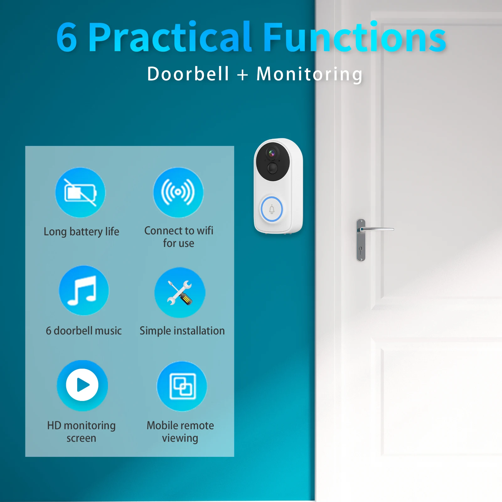 3MP 1296P iCsee APP Wireless WIFI Doorbell Visual Intercom Door Viewer Video Door Phone Camera  Low Comsuption  Peephole Viewer