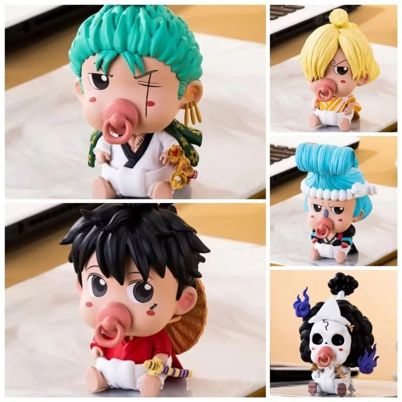 Cartoon Anime One Piece Luffy Zoro Sanji Cute Pacifier PVC High-Looking Fashion Doll Desktop Bedroom Decorative Ornaments