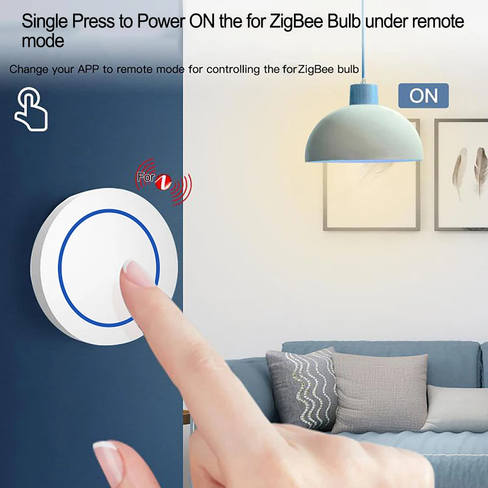Wireless Push Button Switch for Zigbee and For Tuya Smart Supports Multiscene Linkage with Single and Double Click Scene Modes
