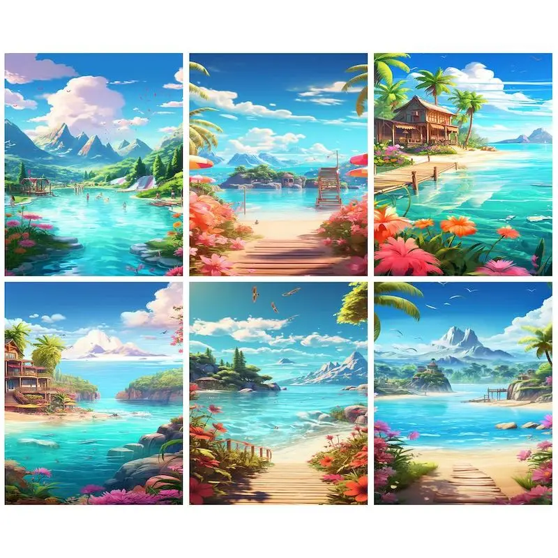 

CHENISTORY 5d Diamond Painting New Arrivals Home Seascape Diamond Mosaic Embroidery Modular Pictures Home Decor