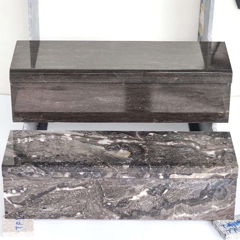 التخصيص جميل مصقول أسود بني الحجر الطبيعي خطوة درج حالة فقي الدرج الرخام