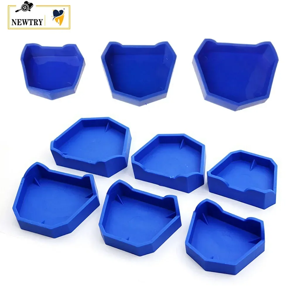 6Pcs/set Dental Plaster Model Base Set Silicone Rubber Dentistry Lab Former Base Kit Denture Impression Gypsum Mold Tray S/M/L