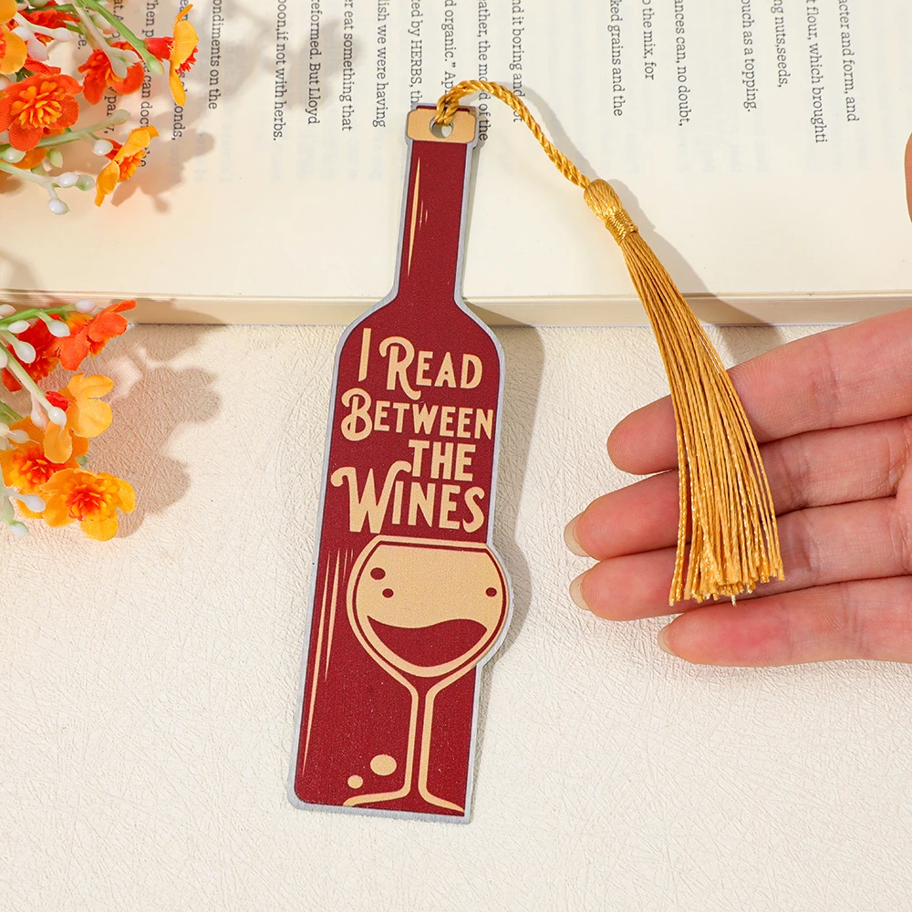Wine Stainless Steel Bookmark Book Lover Book Accessory with Yellow Tassel Birthday Gift for a Friend