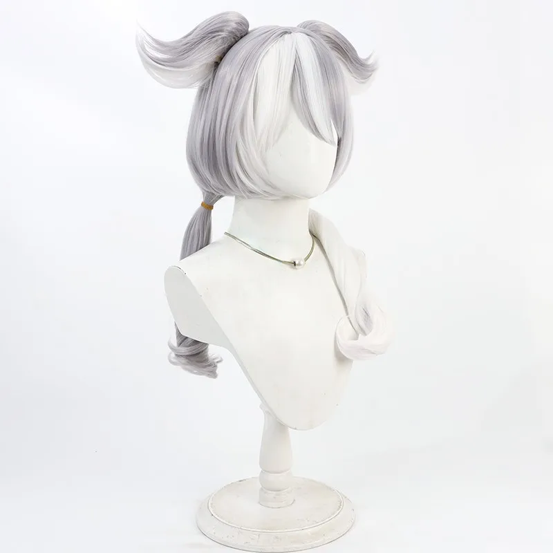 Anime Game Vtuber NIjisanji Elira Cosplay Wig Short Grey white dual tone Hair Heat Resistant Role Play Halloween Wigs + Free Cap