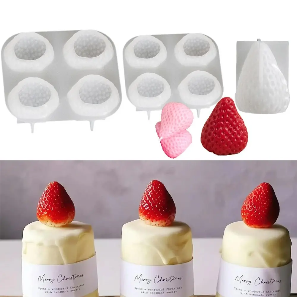 Silicone 3D Strawberry Mold Strawberry Shape Reusable Aromatherapy Candle Mold Handmade Craft DIY Candle Mold Valentine's Day
