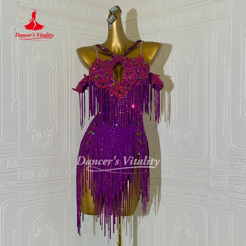 

Latin Dance Dresses Adult and Child ChaCha Samba Rumba Performance Costumes Customized Latin Competition Dress Dance's Vitality