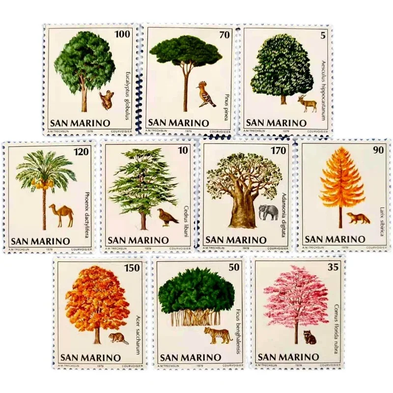 10 PCS,San Marino,1979,Rare Trees and Animals,Environmental Protection,Plant Stamp,New Stamp,High Quaility,MNH