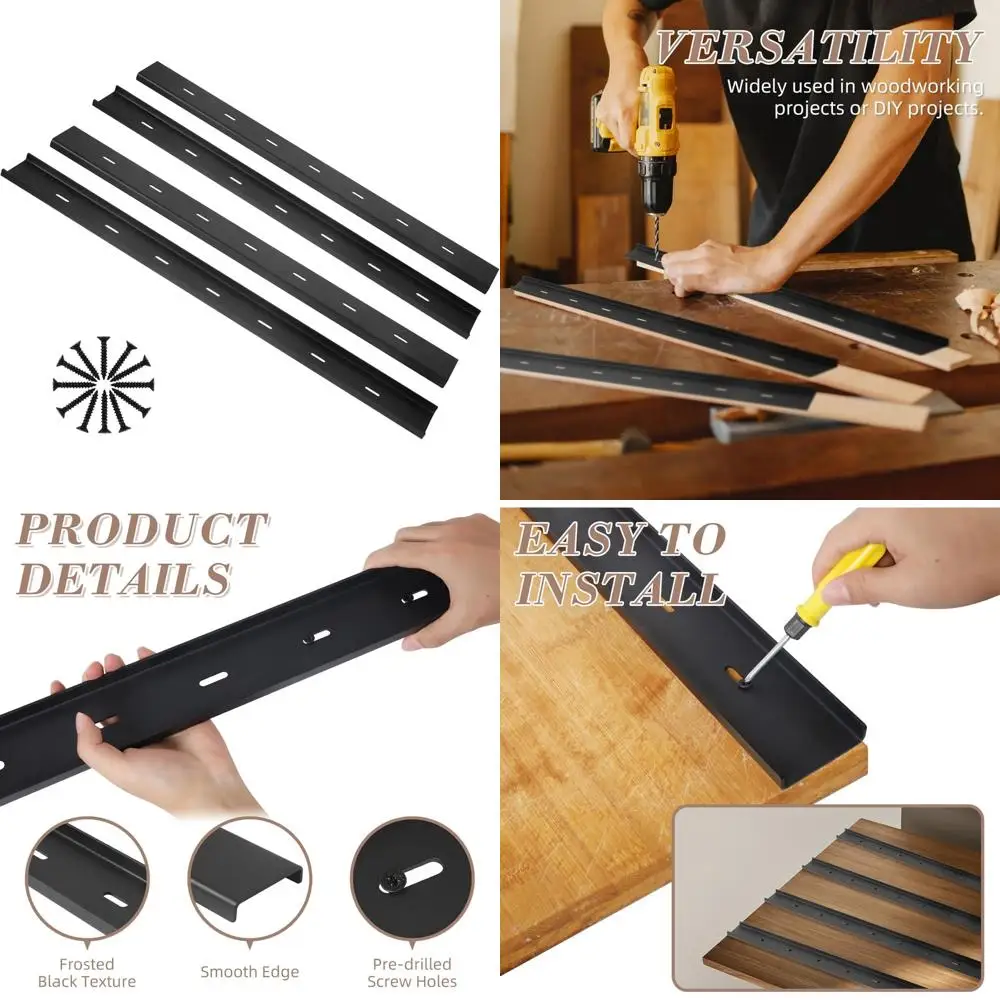 

Live Edge Table Top Support - 4-Pack C Channel Steel Brackets for Hidden Leg Bracing, 32 x 1/2 Metal Support for Slab Tops