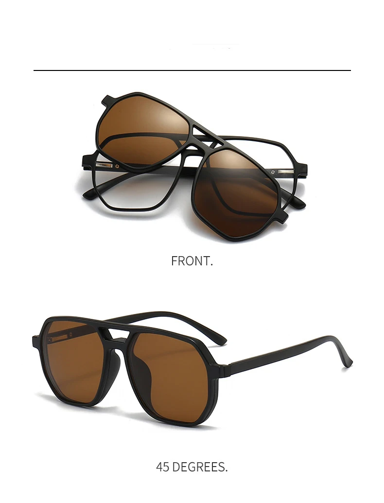 VCKA 6 In 1 Pilot Polarisierte Myopie Sonnenbrille 2025 NEUE Magnetische Clip Männer Frauen Gläser Optische Verordnung Brillen -0,5 bis -6,0 – Detail 12