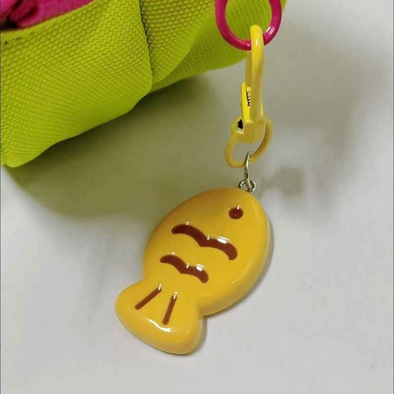 Kawaii Candy Color Taiyaki Keyring Cartoon Little Fish Keychain Key Holder Accessories School Bag Pendant Couple Gifts