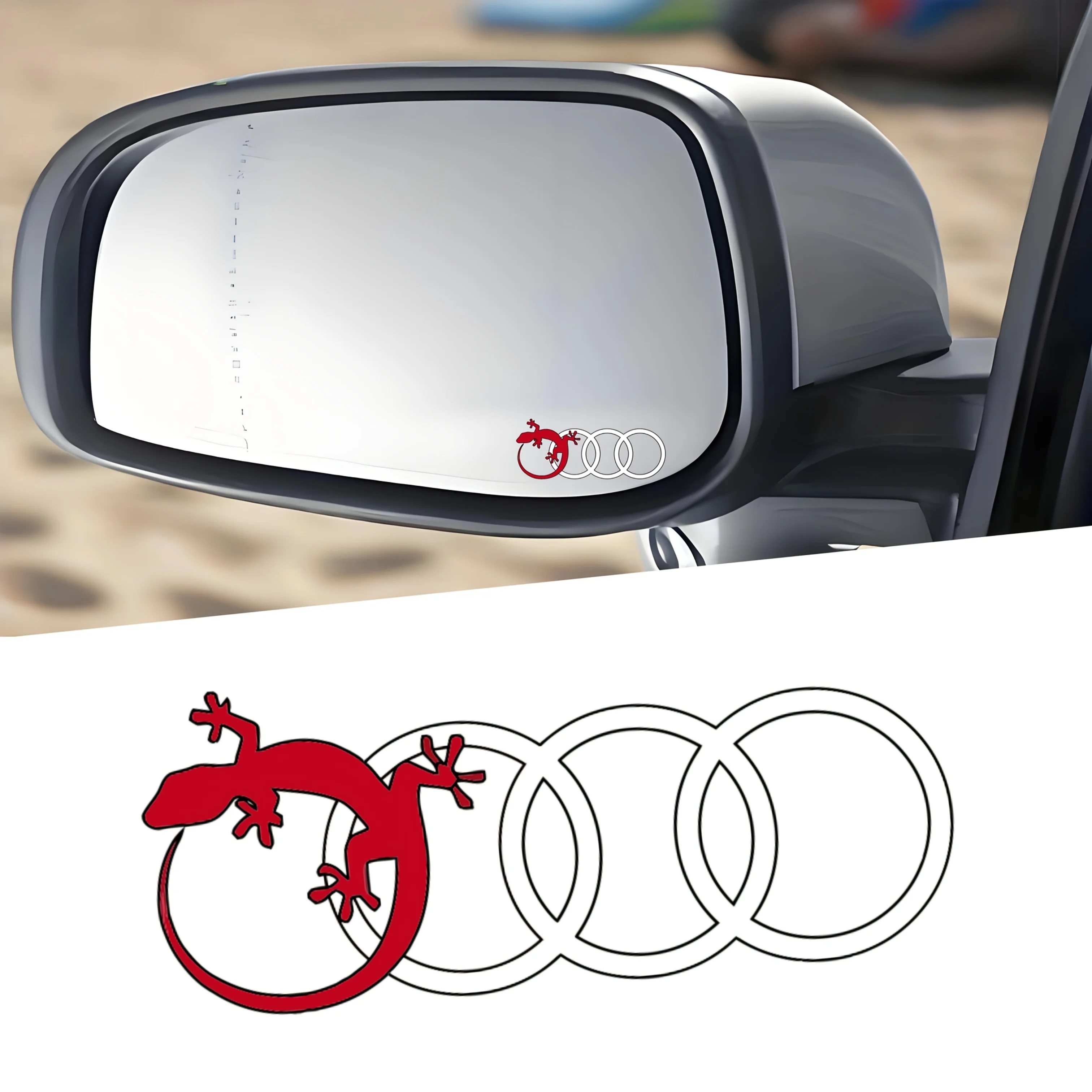 

Funny Gecko Quattro Car Emblem Sticker for Audi A3 A4 A5 A6 A7 A8 Q3 Q5 Q7 Styling Accessories Decal