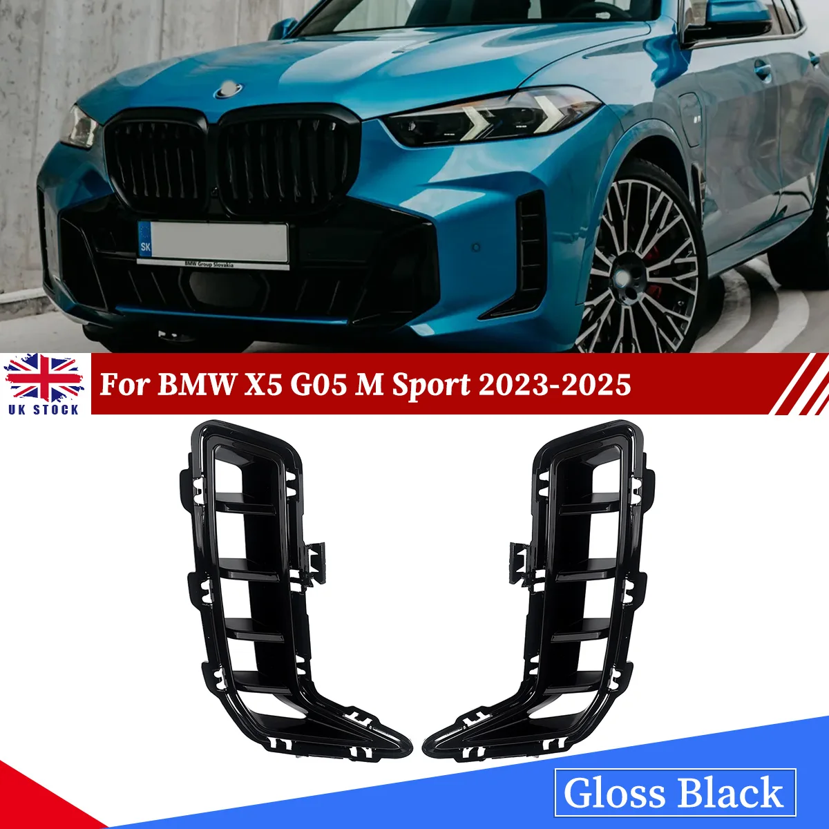 For BMW G05 X5 M Sport 2023 2024 2025 Front Bumper Side Fog Light Grille Lower Grille Fog Lamp Grill Cover