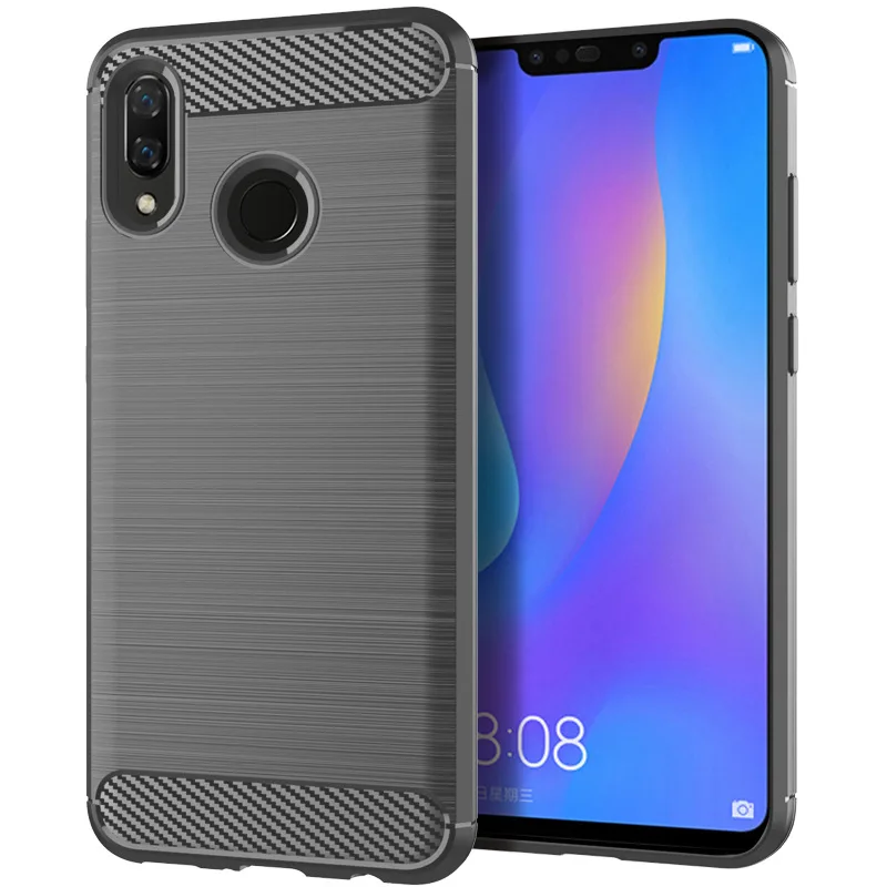 Coque de téléphone portable en Fiber de carbone, étui en Silicone ajusté et résistant aux chocs pour Huawei Y9 Y8S 2019