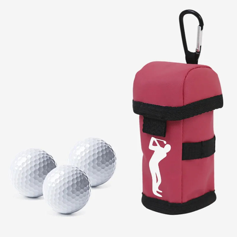 Portable Canvas Golf Ball Pouch, Waist Clip-on 3-Ball Holder with Carabiner