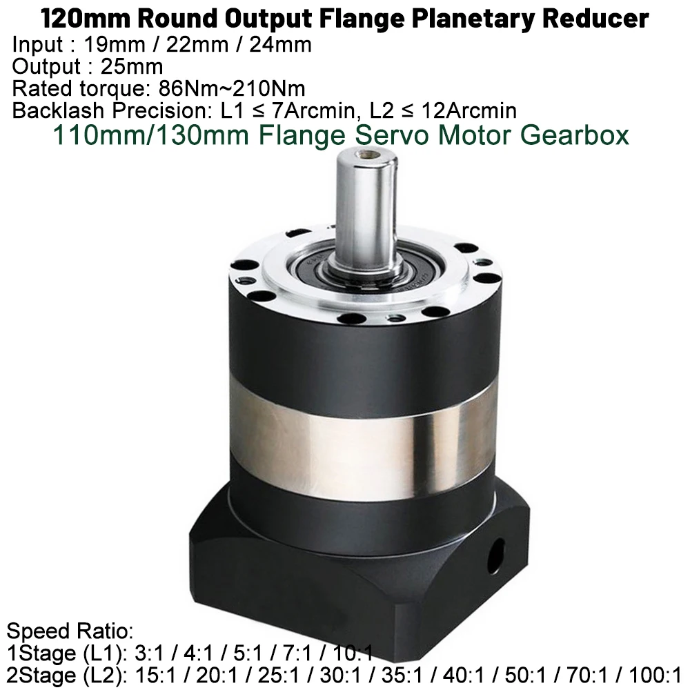 Imagem -05 - Relação Planetária do Redutor do Servo Motor de 130 mm 5:1100: Redutor Servo do Motor de 1145 mm 210nm Máximo Entrada 19 22 24 mm da Caixa de Engrenagens de 7-12arcmin 3:1 da