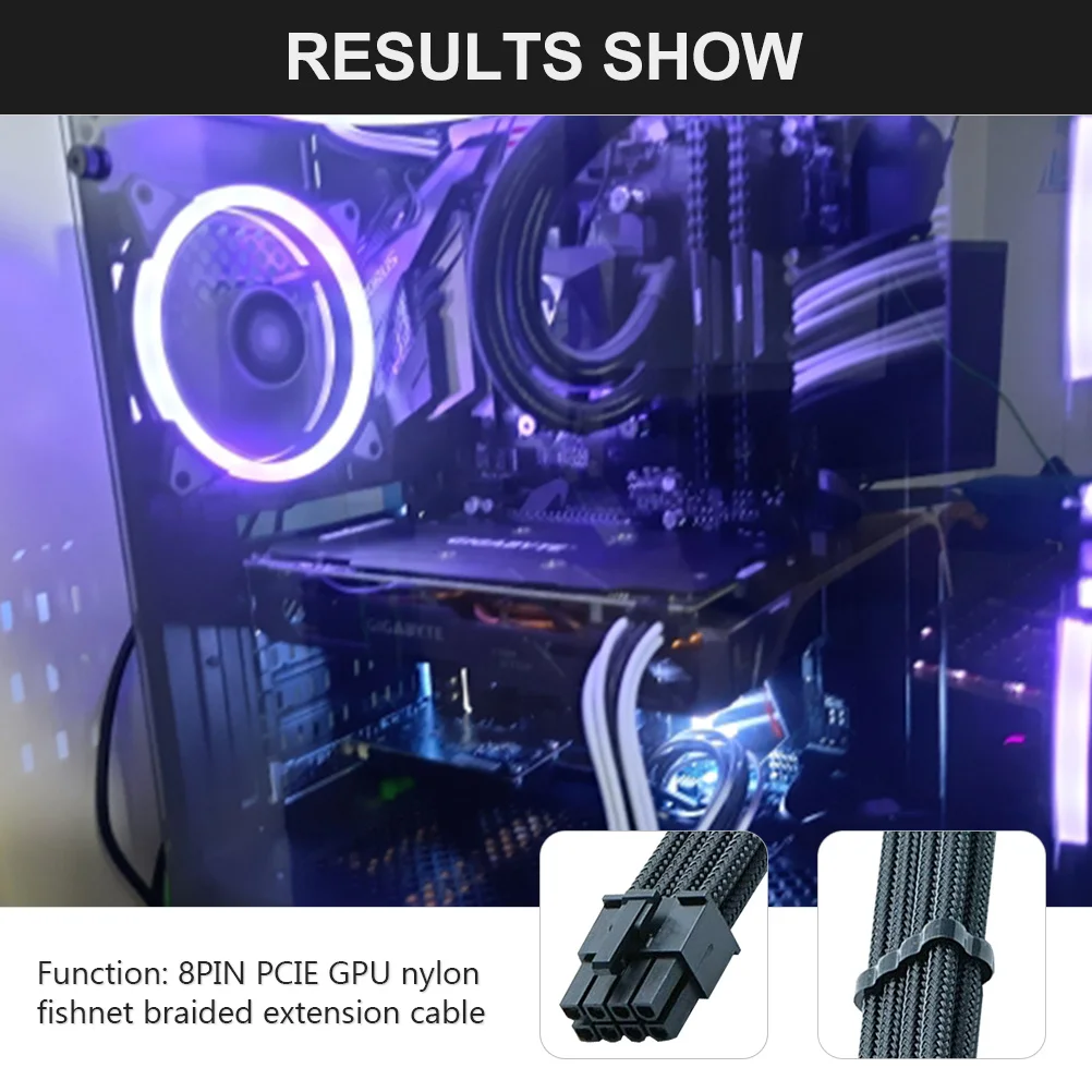 

8Pin 30Cm GPU Power Cable Nylon Wrapped Motherboard Extension Cord for Internal Computer System Enhanced Wear Resistance Long