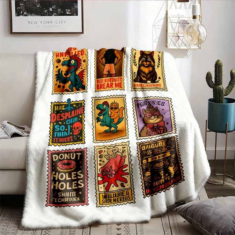 Dungeon Crawler Carl, Vintage Stamp Soft Blanket, Princess Donut, Mongo, Goddamnit Donut Comfy Blanket, LitRPG, Book Lov