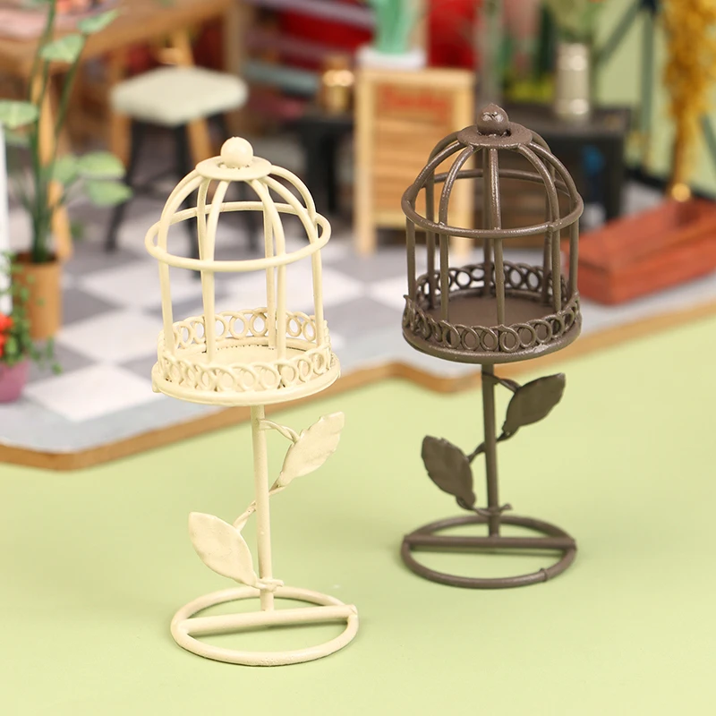 

1/12 Dollhouse Simulation Mini Metal Birdcage Model Fairy Garden Decoration Micro Landscape Bird Cage Crafts Ornaments