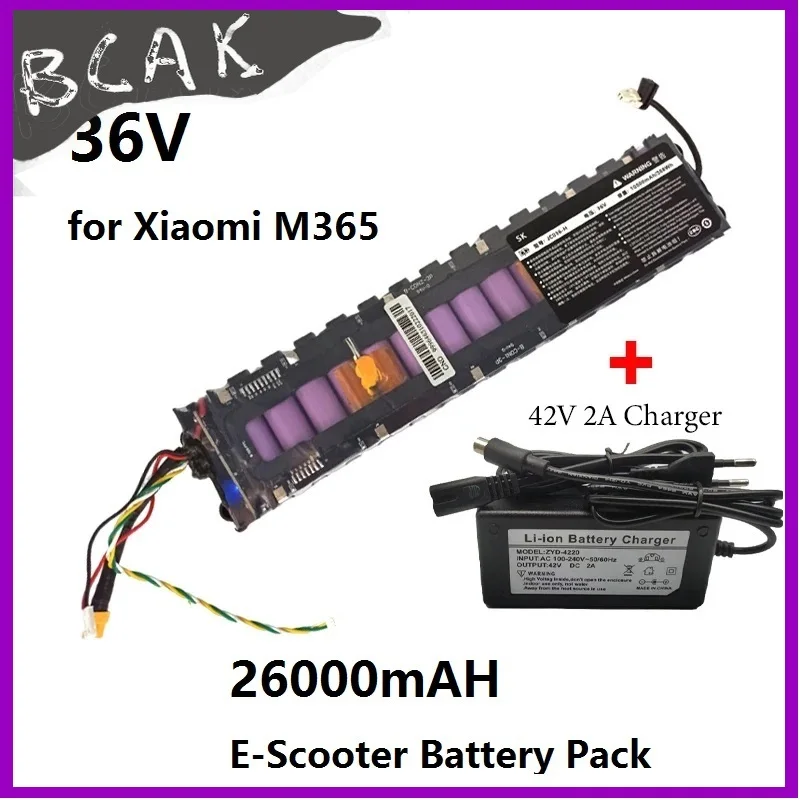 Quality BCAK 36V Battery for Xiaomi M365 Battery Pack 26000mah Electric Scooter 18650 Lithium Rechargeable Cells  Bluetooth BMS