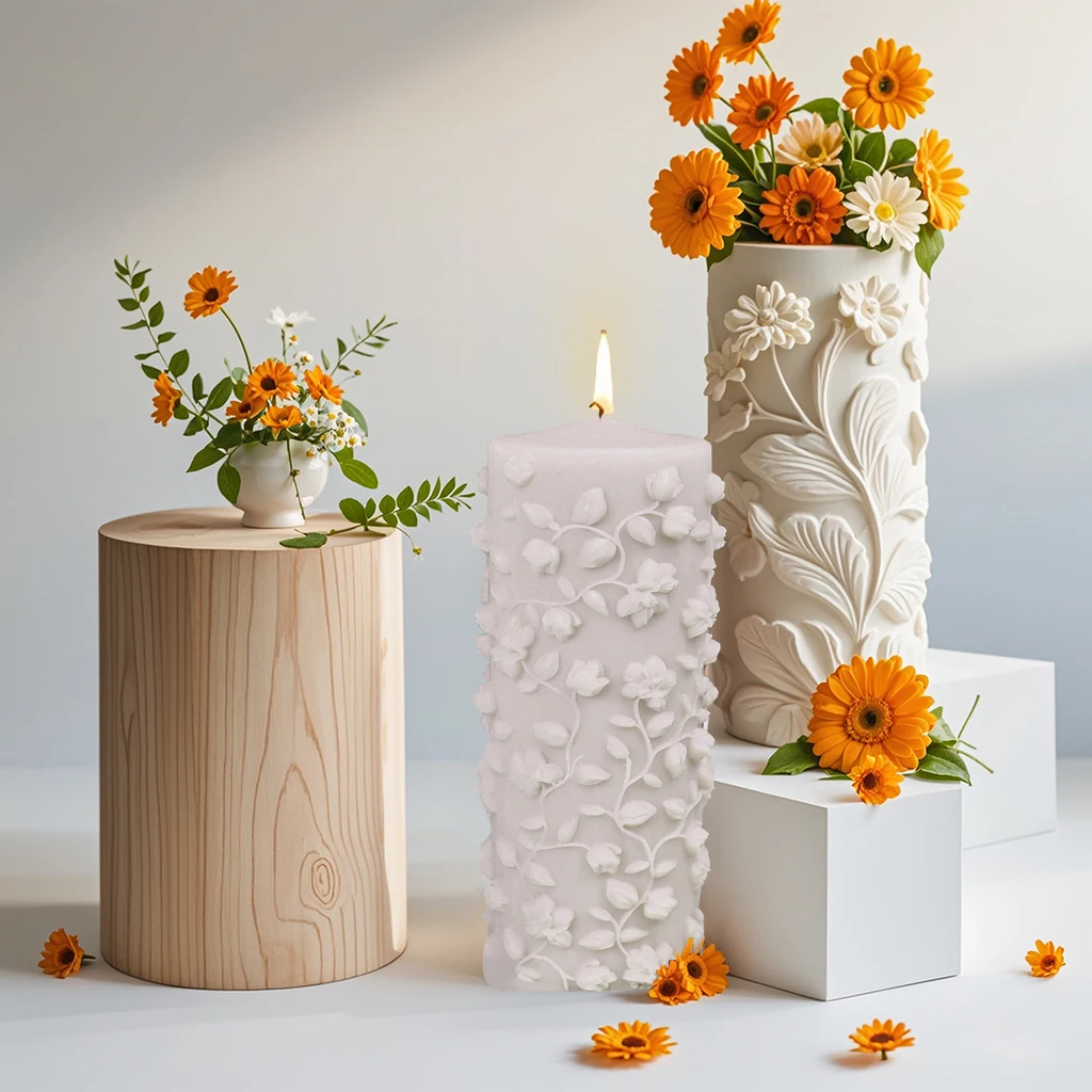 1pc silicone style candle mold, 3D flower design DIY aromatherapy resin mold, suitable for wedding home decoration, artistic han