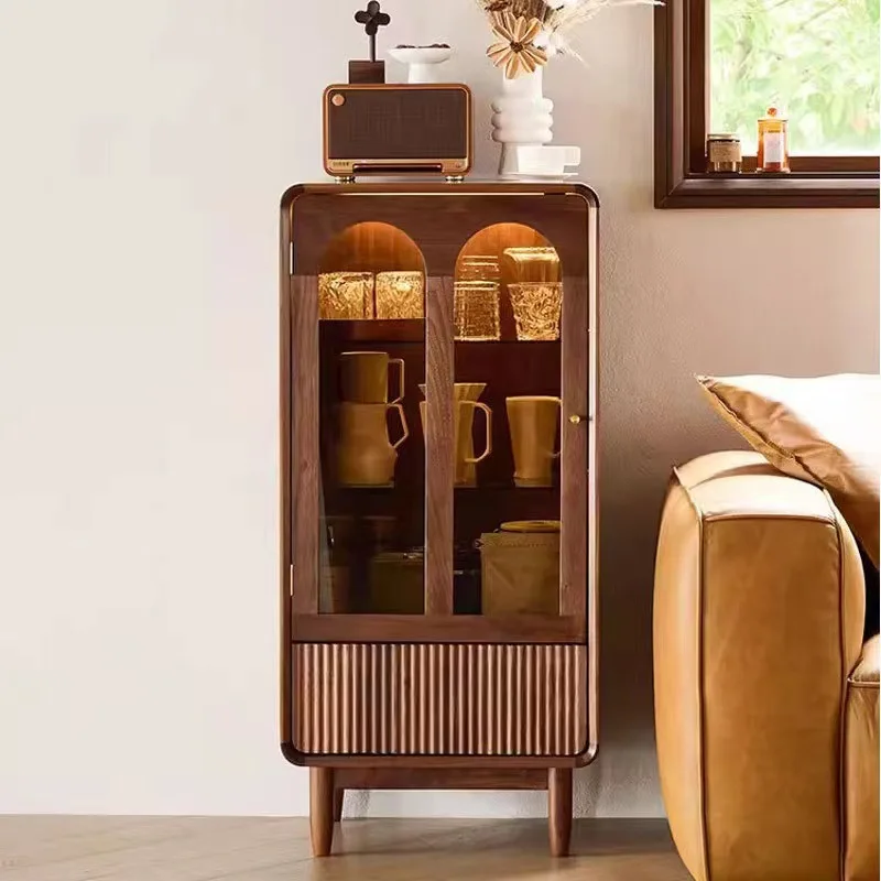 

Customizable North American retro display living room led luxury storage cabinet next to the sofa