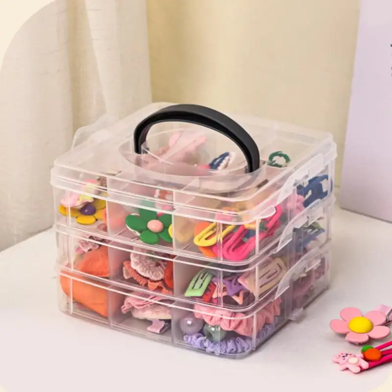 Transparente, verstellbare, stapelbare Aufbewahrungsbox aus Kunststoff mit Fächern zum Organisieren von Spielzeug und Schmuck – Detail 10