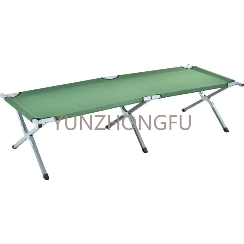 

Drop Shipping Metal Bunk Cot Steel Frame Sleep Adjustable Foldable Portable Green Rip Stop Foldable Outdoor Folding Camping Bed