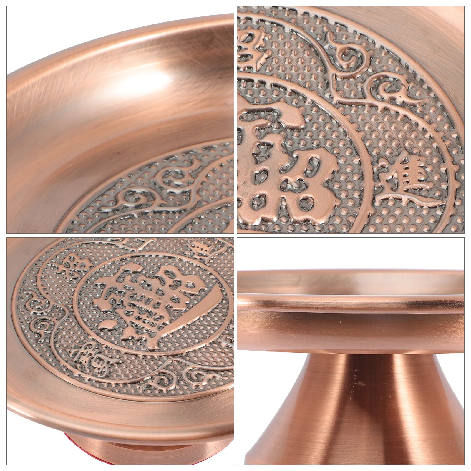 Alloy Offering Plate Chinese Style Retro Buddha Temple Fruit Tray Small Size Large Capacity Sacrificial Food Container Buddhist