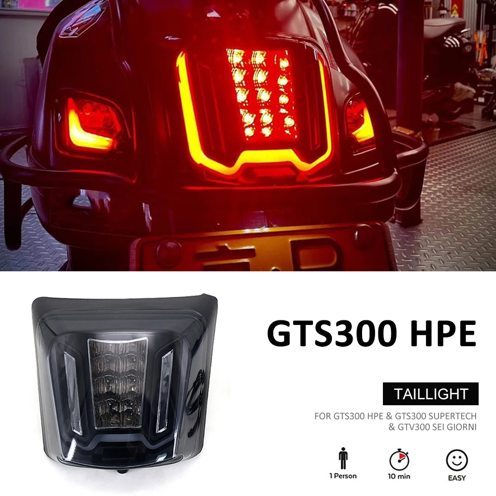 

Motorcycle Black LED Tail light taillight Rear Lamp Fit For Vespa GTS 300 Supertech HPE GTV 300 GTV 300 Sei Giorni Accessories