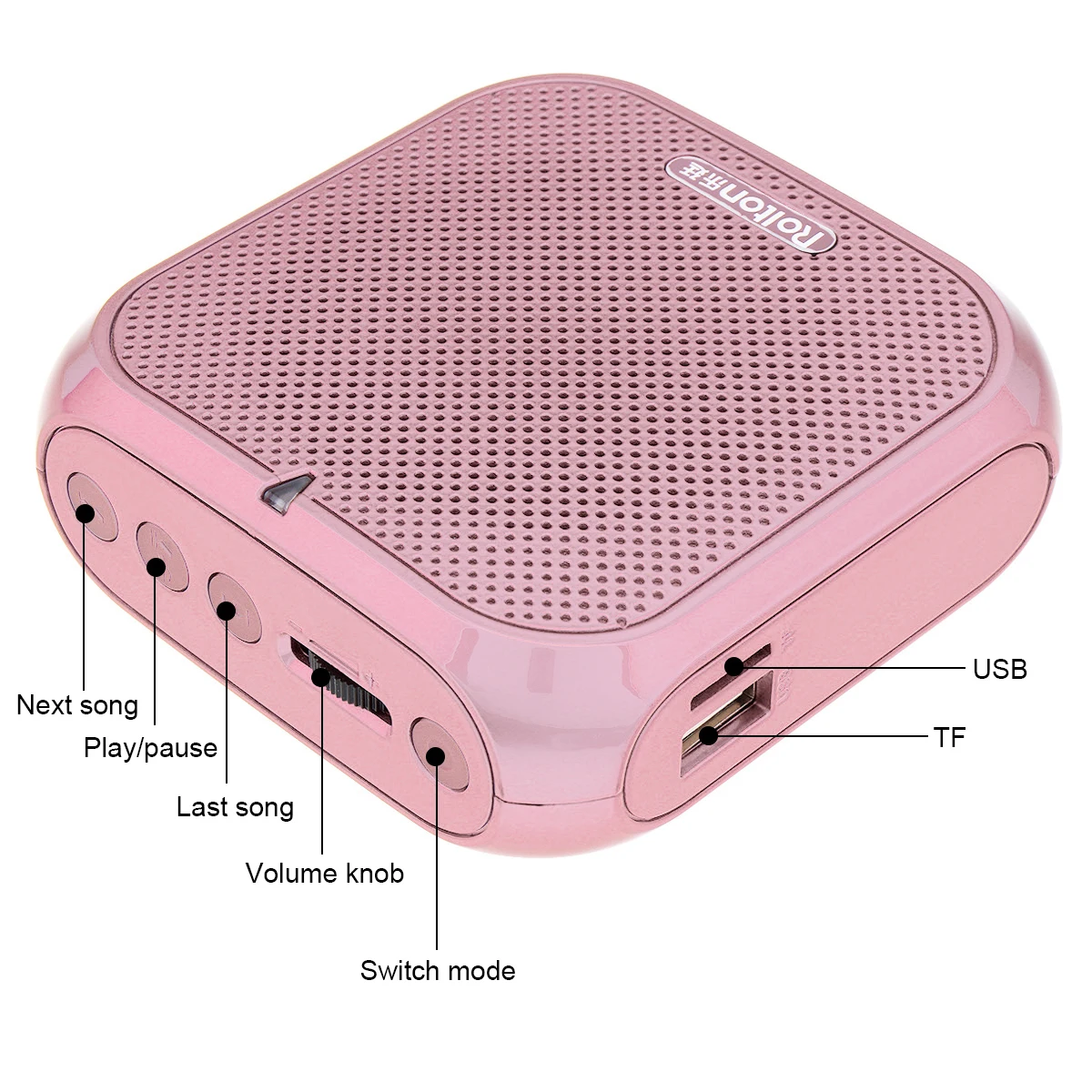 Rolton Mini Original Sound Megaphone Portable Voice Amplifier Waist Band Clip Loudspeaker Support USB FMRadio TF MP3 Player 133g