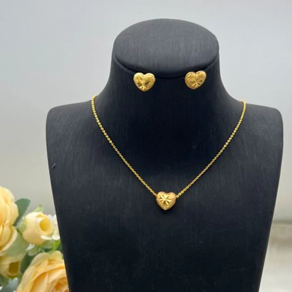 Gold Heart Jewelry Set for Party & Wedding