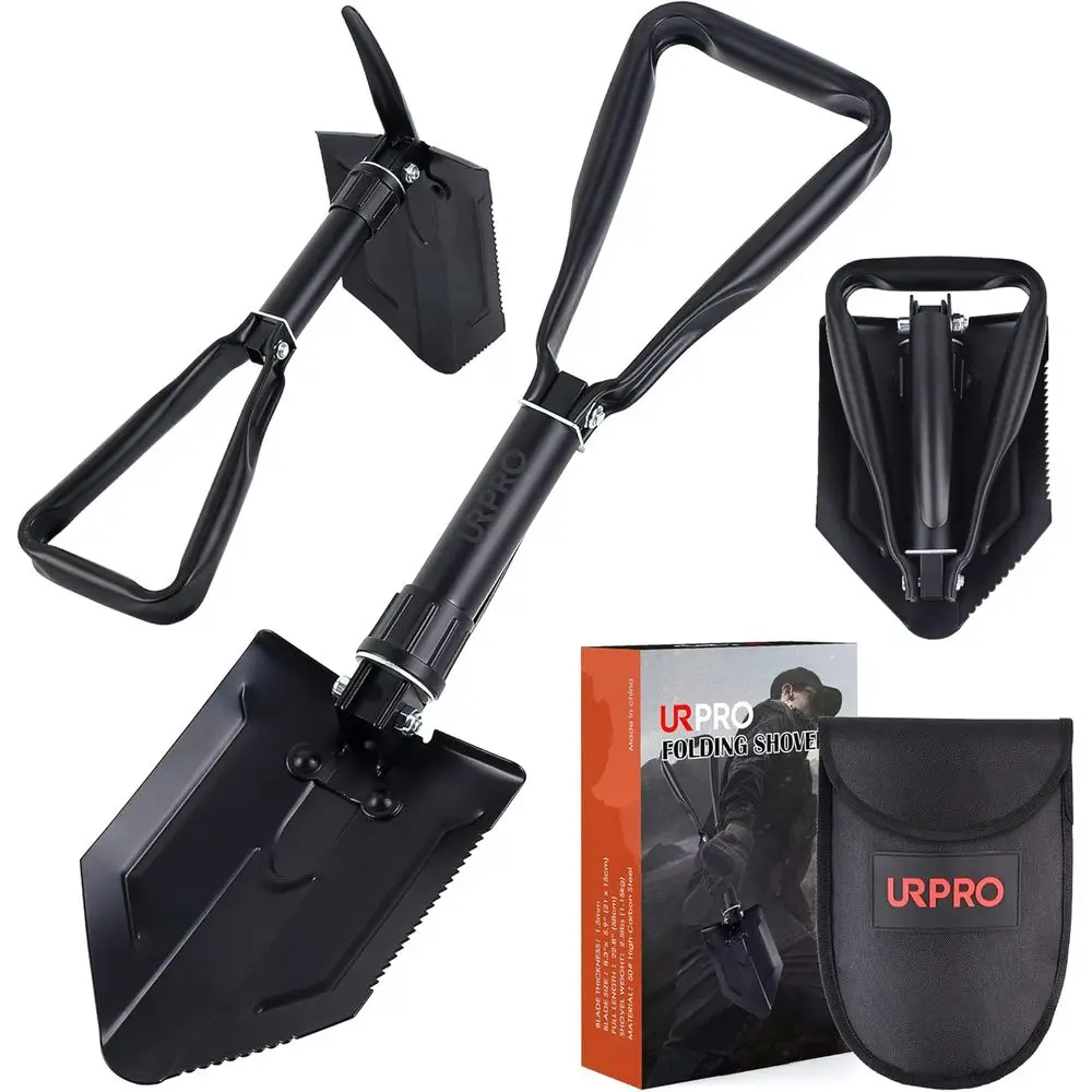 

Portable Carbon Steel Survival Shovel with Pick, Ideal for Camping, Gardening, and Outdoor Digging Tasks