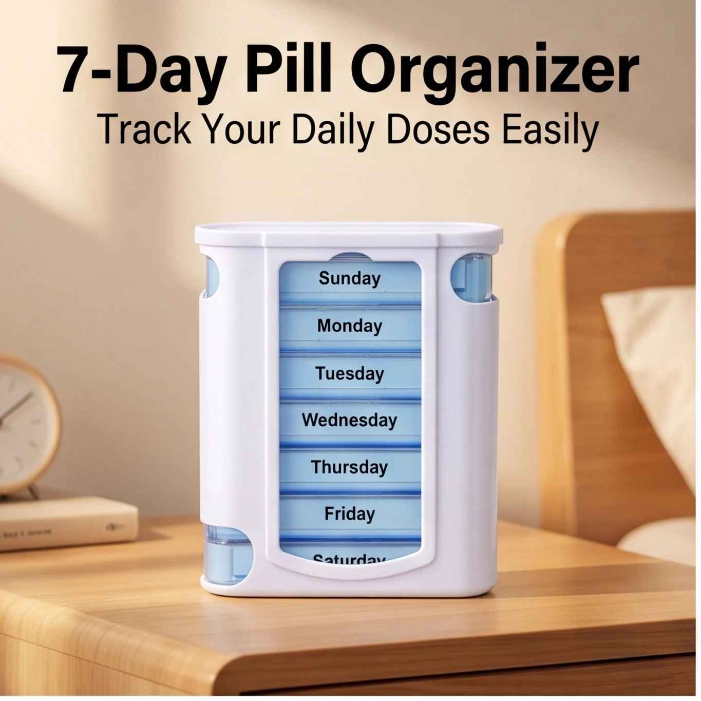 Organizador de Pastillas Semanal de 7 Días, Porta Tabletas, Contenedor de Medicamentos, Caja de Almacenamiento, Estuche para Pastillas, Kit Organizador de Medicamentos