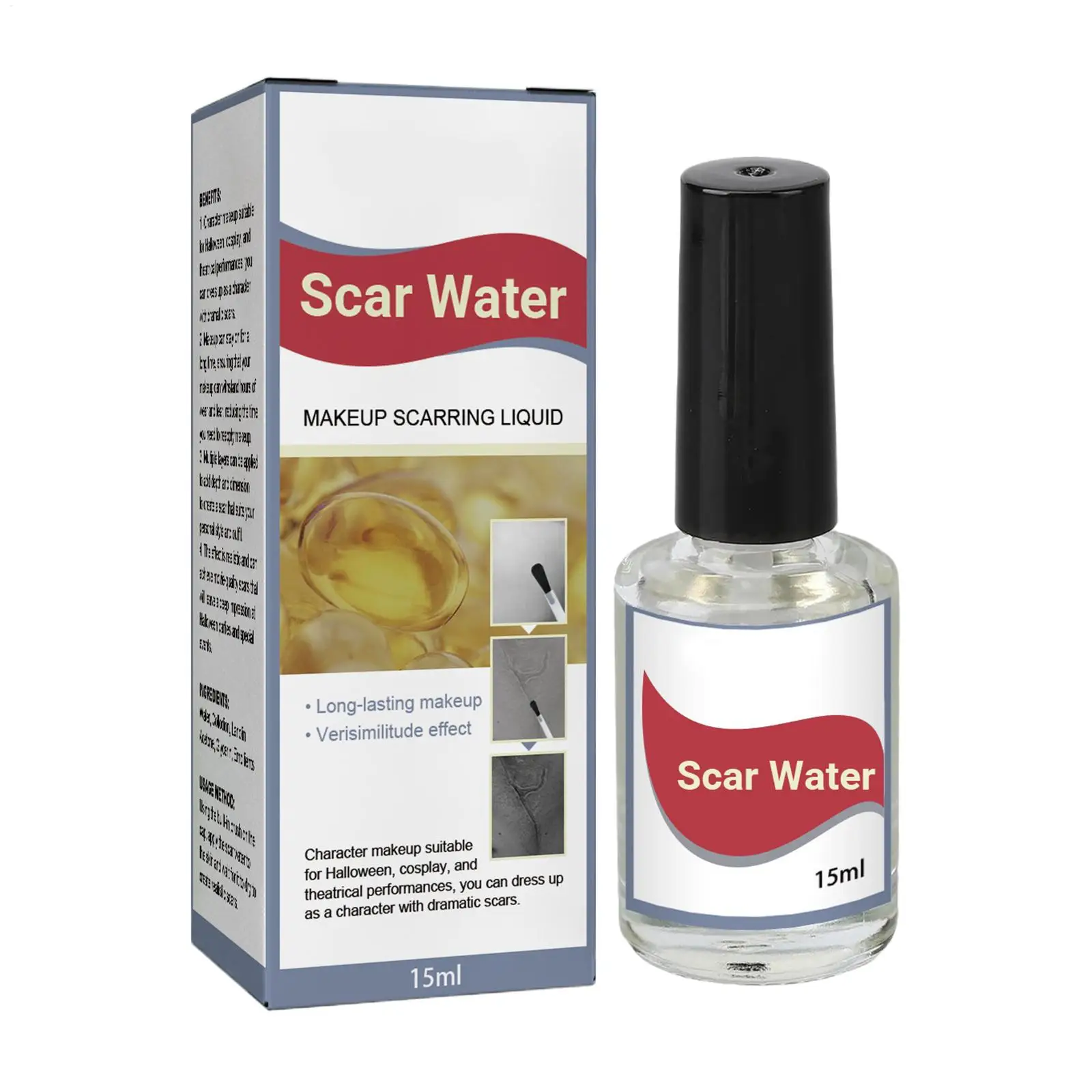 Halloween 15ml Collodion Scarring Liquid Liquid Scar Maker Realistic Scar Liquid With Brush For Halloween Costume Party