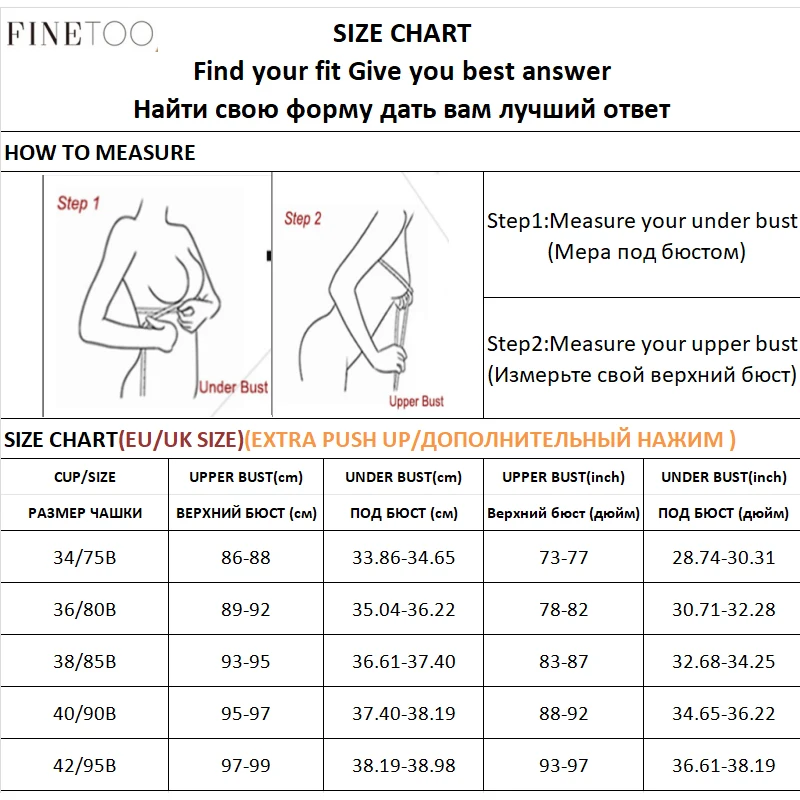 FINETOO Floral Lace Bras for Women Sexy Beauty Back Deep V Bralette Ladies Push Up Underwear Trendy Wire Free Brassiere Lingerie