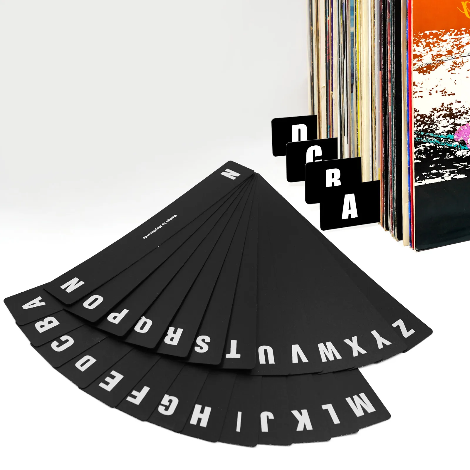 26pcs Vinyl Record Dividers A-Z Alphabet LP Organizer Dividers Black Plastic Alphabet Tabs LP Record Hoder Index Tag Cards