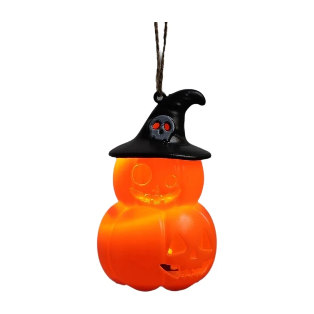 Skeleton Pumpkin Nightlight Button Cell Battery Operated LED Glowing Spooky Tabletop Lamp Durable Base Aesthetic Glowing Statue