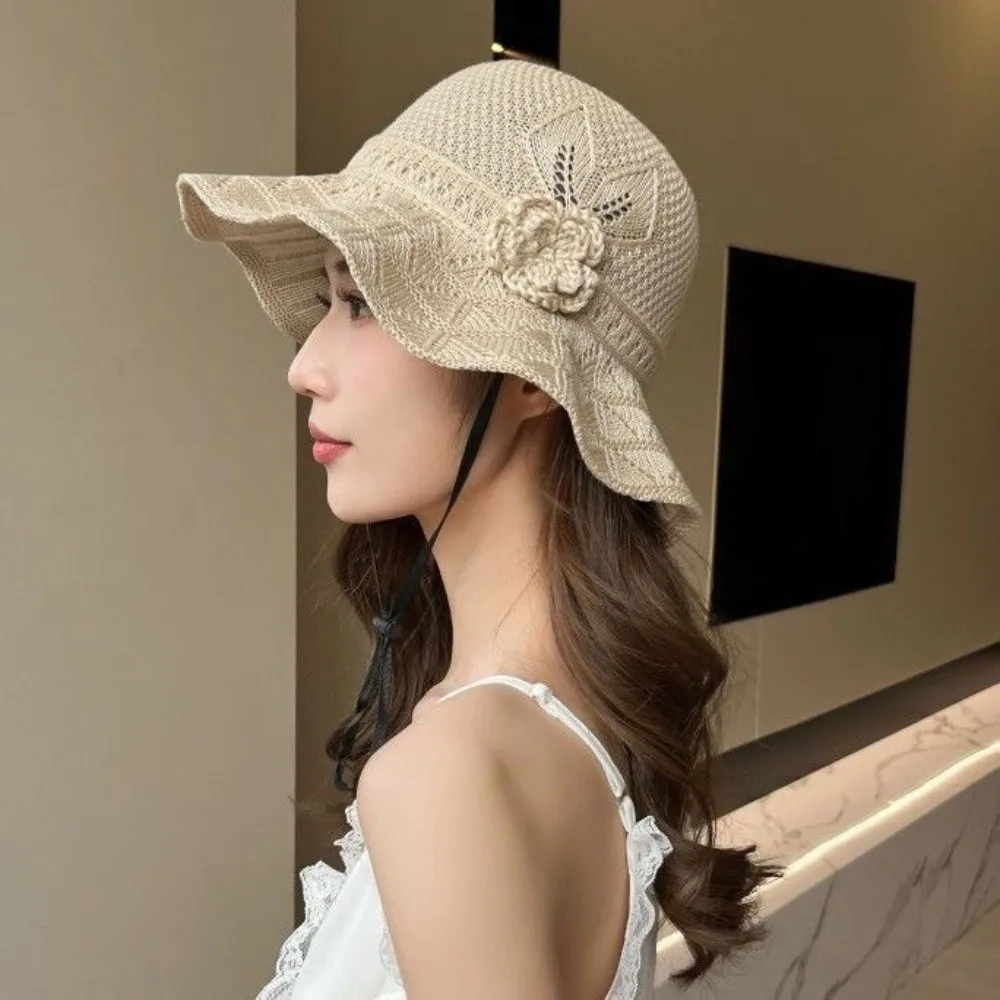 

Elegant Sweet Straw Sun Hat French Style Temperament Seaside Beach Cap Big Brim Visor Cap Sun Protection Cap Spring Summer