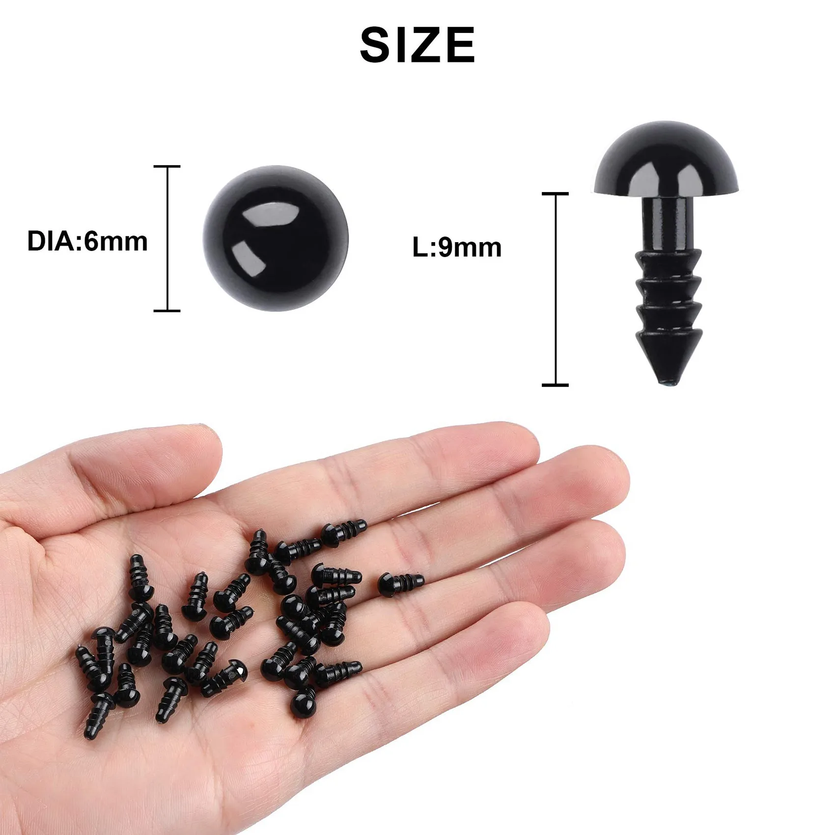 Новые 100 шт. пластиковые безопасные глаза для вязания крючком оптом с 100 шт. шайбами для вязания крючком (0,24 дюйма/6 мм)