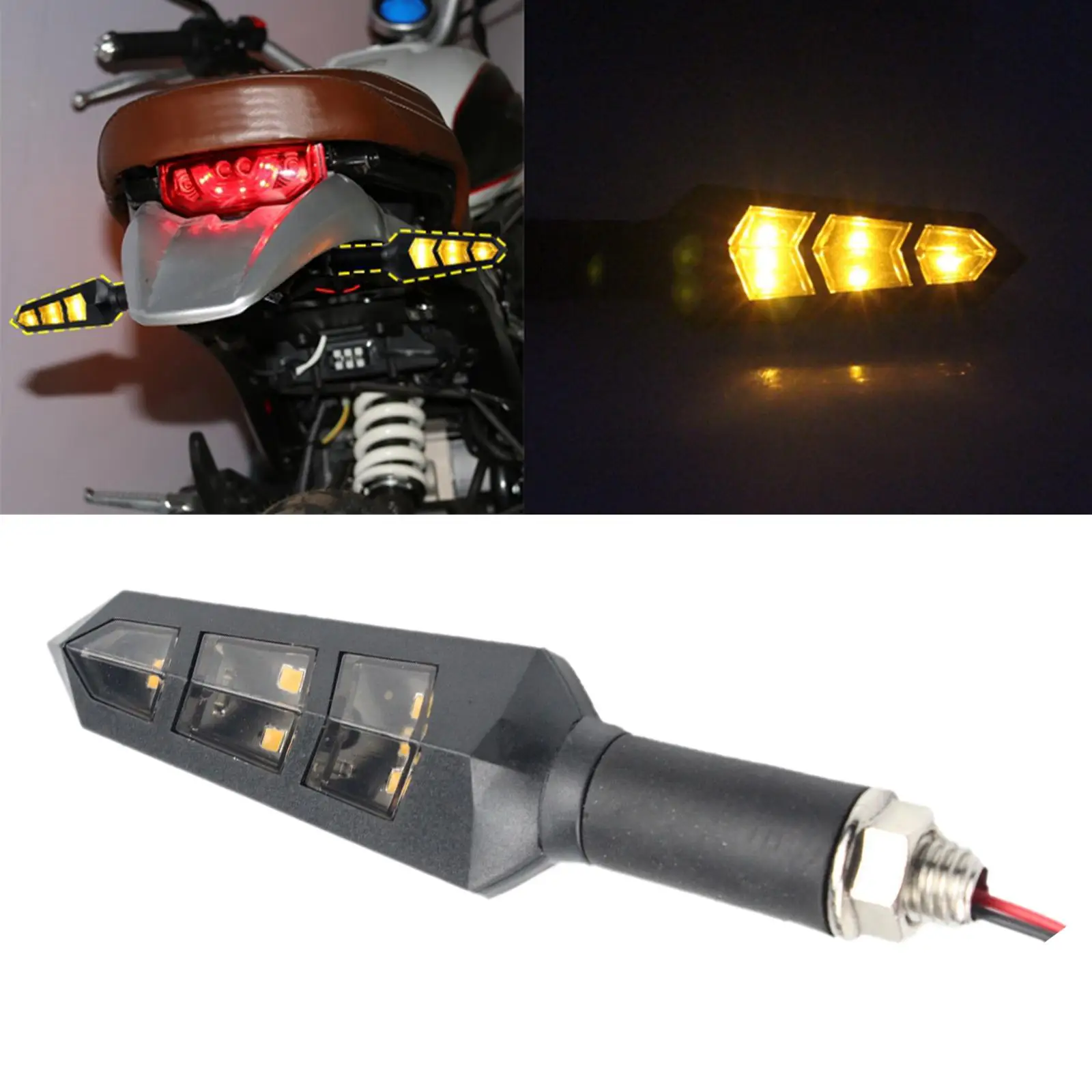 

Plastic Motorcycle Turn Signal Lamp 6 Modified Accessories Black 10x5x1cm