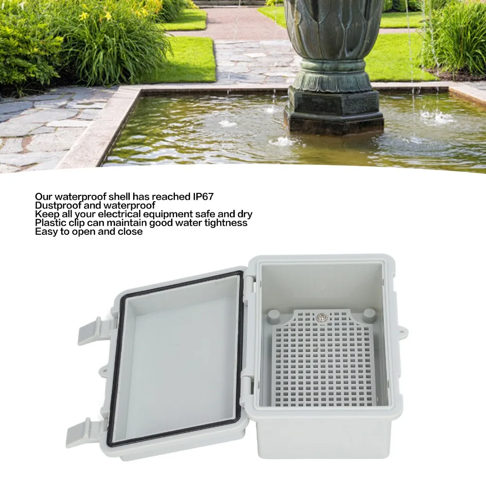 Langlebiger 150 x 100 x 70 mm wasserdichter Schaltkasten, Kunststoffclip mit Bodenplatte, Anschlussdose, graue Projektbox, Außeninstallation