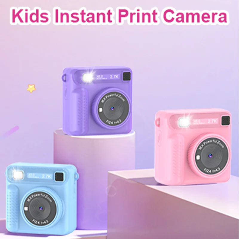 Cámara Digital de impresión instantánea para niños, cámara de vídeo y fotografía de 1080H con tarjeta de 32GB para niños y niñas, regalo de cumpleaños y Navidad