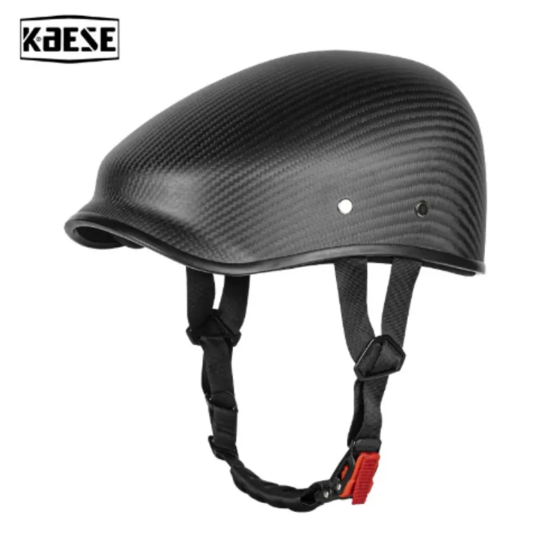 Retro Half Carbon Fiber Motorcycle Helmets Vintage Locomotive Motorbike For Adults Moto Half-face Scooter Helmet