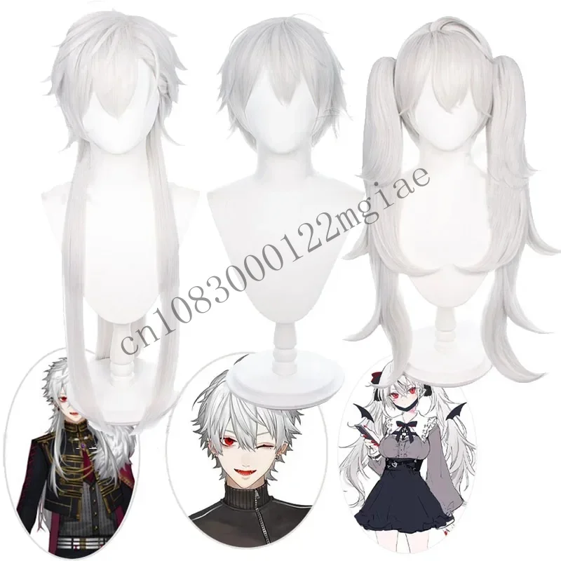 Nijisanji gamers vtuber Kuzuha cosplay wig unisex silver gray short hair or long straight double Tiger clip WOMEN'S wigs cmm221