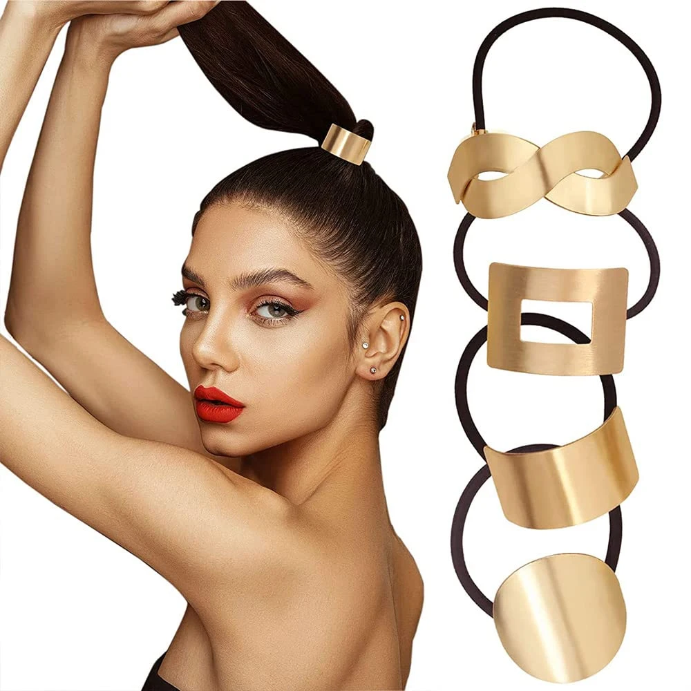 Coletero Circular De Metal A La Moda, Cuerdas Para El Cabello, Lazos Elásticos Para El Cabello De Color Dorado Gótico Punk, Accesorios Para El Cabello Para Mujeres Y Niñas — -30%, $0.2 Coupon, from $0.47 – 30% descuento – €0.47