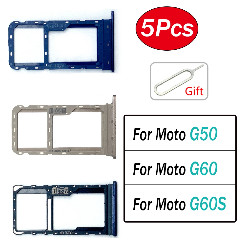 

5Pcs，New SIM Card Tray chip Slot Holder Adapter Socket Accessories Replacement For Motorola Moto G50 5G G60 G60S
