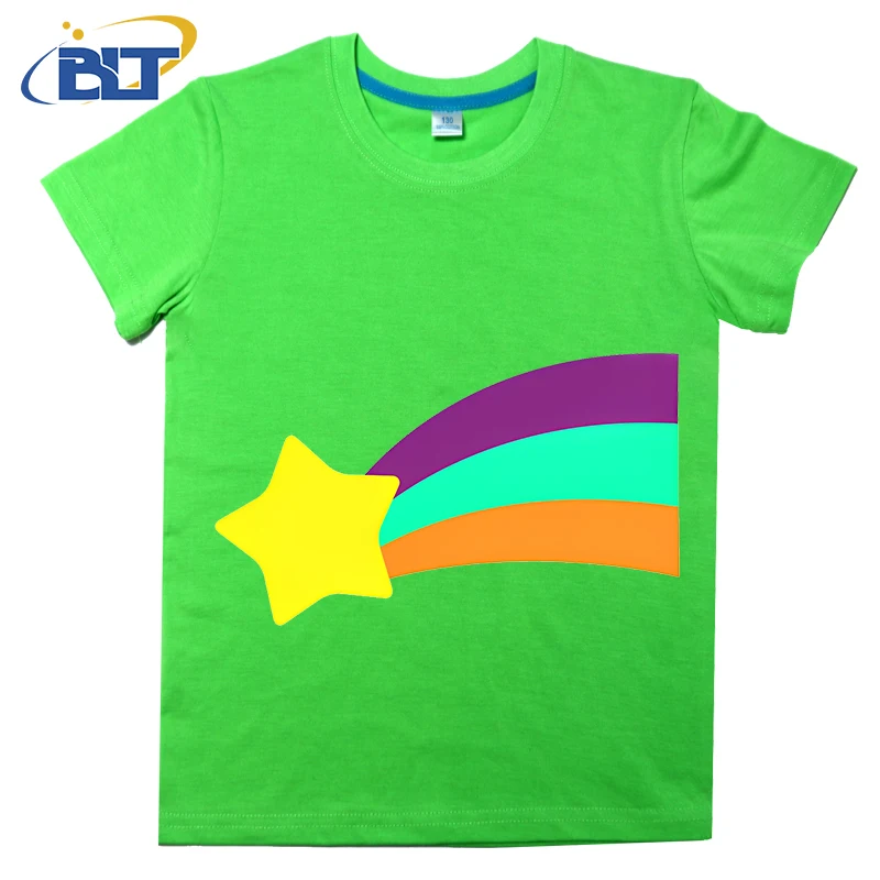 Camiseta con estampado de estrella de tiro para niños, top informal de manga corta de algodón, adecuado para niños y niñas, Verano