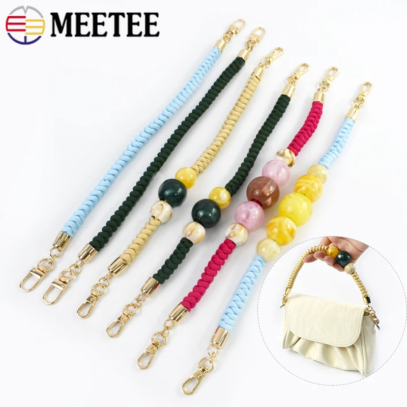 

1/2Pc 33cm Plastic Beaded Bags Handle Woven Rope Women Purse Handles Handbags Chain Handmade Sewing Brackets DIY Bag Accessories