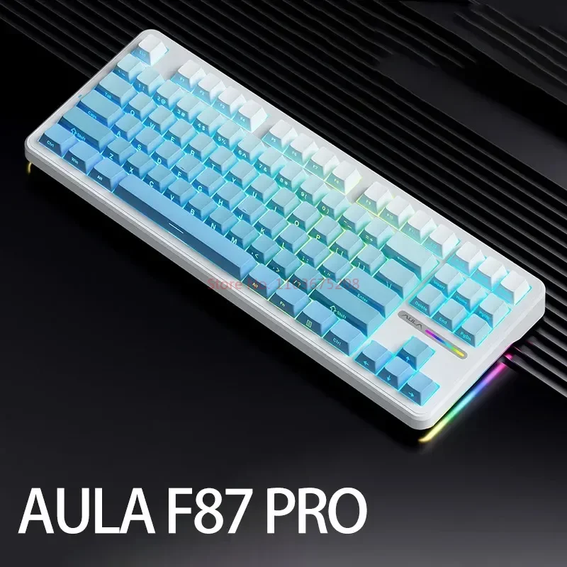 Aula-Teclado mecánico F87 Pro para Pc, periférico de 2,4g/Usb/Bluetooth, trimodo, personalizado, 87 teclas, Hotswap, Rgb, Pbt, para juegos