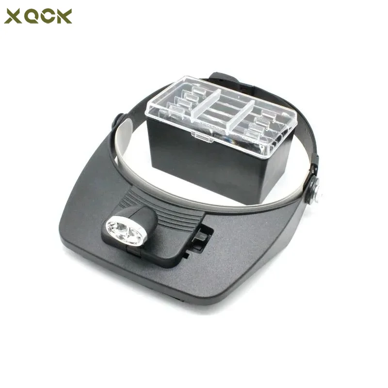 Headband Magnifier with 2 LED Lamps 1.2X 1.8X 2.5X 3.5X Jewellery Magnifying Glasses Multi Functional Loupe Jewelry Tools